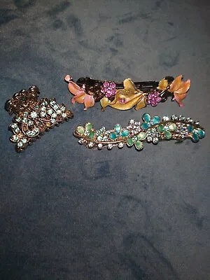 Set Of 3 Hair Clips Crocodile Clip Fancy Occasion Jewelled  • £4.50