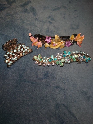Set Of 3 Hair Clips Crocodile Clip Fancy Occasion Jewelled  • £4.50