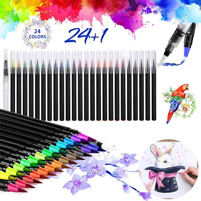 $24.69 • Buy 24pcs Real Watercolor Brush Pens Kit For Adults,Kids,Beginners& Artists Students