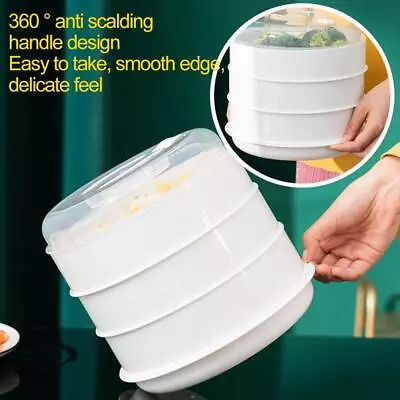 1/2/3 Tier Microwave Steamer Vegetable Fish Pasta Rice Pot Cooking W7S0 • £9.92