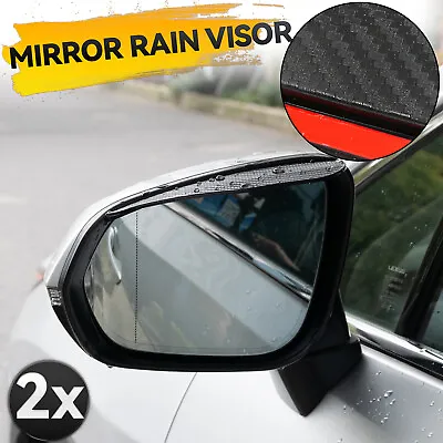 Car Rearview Side Mirror Rain Visor Guard Car Accessories Carbon Fiber Black 2x • $9.19