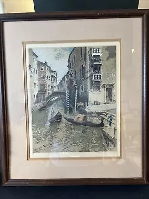 Joef Eidenberger (Austrian 1899-1991) Colored Etching Venice Canal Bridge Signed • $125