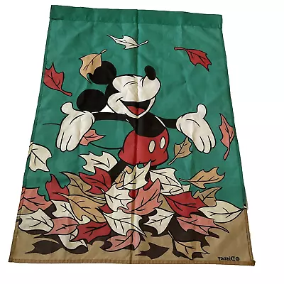 Flag Outdoor Banner 29 X 40  Disney Mickey Mouse Fall Leaves DIY Green Vtg. Lg • $14.03