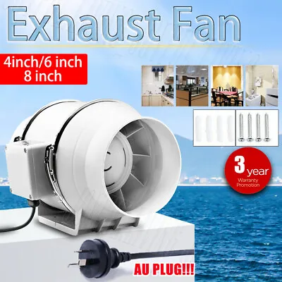 4/6/8 Inch Silent Exhaust Fan Duct Hydroponic Inline Extractor Vent Industrial • $44.99