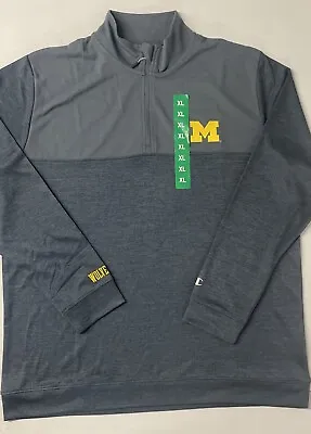 University Of Michigan WOLVERINES 1/4 Quarter Zip Pullover XL Performance GRAY • $27.99