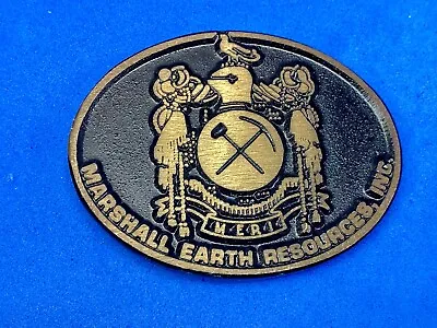 Marshall Earth Resources INC MERI Vintage Solid Brass Belt Buckle By DynaBuckle • $14.99