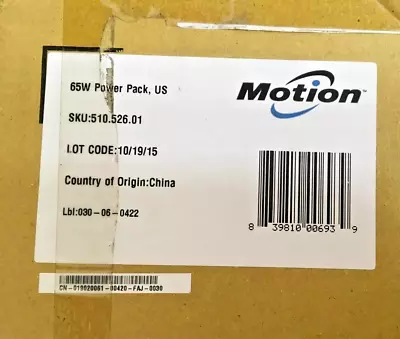 Motion Computing 65W Power AC Adapter 510.526.01 ✅ ❤️️ ✅ ❤️️ ✅  New ! Open Box ! • $14.99