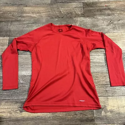 Patagonia Midweight Capilene 3 Long Sleeve Shirt Mens Small Red Base Layer Crew • $19.88