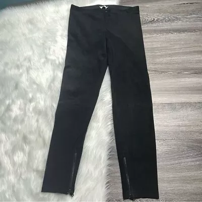 Vince Lamb Leather Womens Pants Large Black Suede Pull On Zip Ankle MSRP$1300 • $150