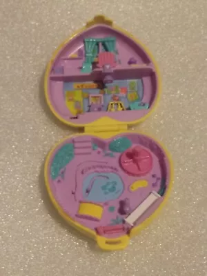 Vintage 1994 Polly Pocket Strollin' Baby Quilted Yellow Heart Compact Only • $14.95