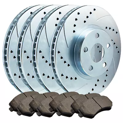 [front&rear] 4 Dbl Drilled Slotted Brake Rotors & 8 Semi-metallic Pads Atl013110 • $257.66