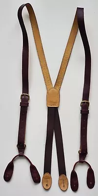 Jos A Bank Mens Brown Leather Crocodile Skin Braces Adjustable Suspenders.  • $75.99