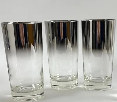 3 Vintage Mercury Fade Silver Ombre Drinking Glasses ~ 12 Oz. Tumblers • $19.99