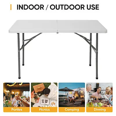 4ft Plastic Folding Table Heavy-duty Table For Outdoor Indoor Camping Party Use • $48.58