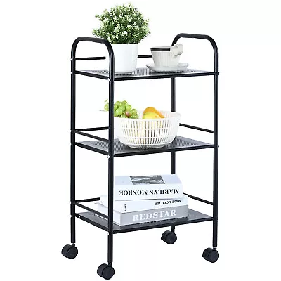 VEVOR 3-Tier Metal Rolling Utility Cart Multi-Functional Storage Heavy Duty • $22.99