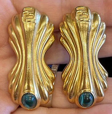 100% Authentic Large Vintage Fendi Gold Plated Gripoix Post Earrings • $459
