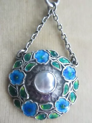 Murrle Bennett & Co Arts & Crafts Jugendstil Silver Enamel Pendant Necklace • $999