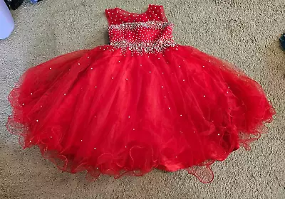 Red With Sequens Cinderella Couture Ball Gown Girls Dress Size 8 • $10