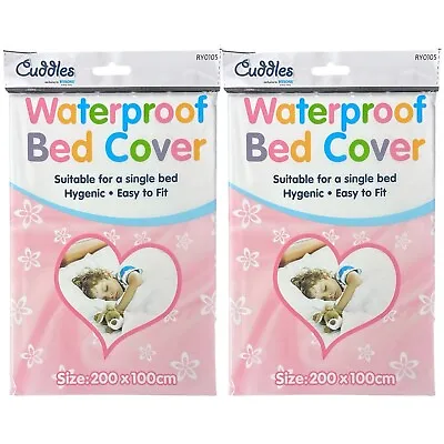 Kids Waterproof Single Bed Cover Sheet Baby Cot Bed White Mattress Protector 2pk • £4.65