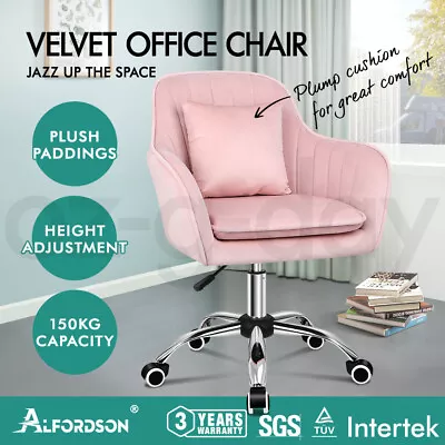ALFORDSON Velvet Office Chair Fabric Armchair Computer Swivel Study Adult Kids • $129.95