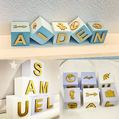 £4.50 • Buy Personalised Wooden Name Blocks / Nursery Decor PRICE PER BLOCK. Min Order 3
