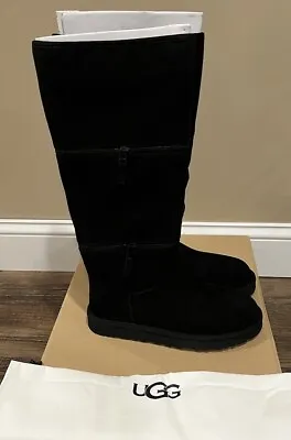 NIB Womens UGG Size 9 Classic Ultra Tall Fur Boot BLK Black *Zip Off* • $149.99