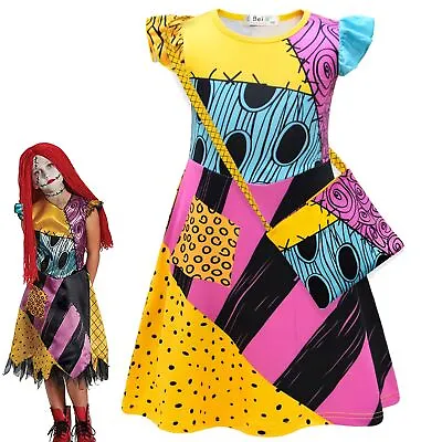 £13.99 • Buy Kids The Nightmare Before Christmas Sally Cosplay Dress Bag Girls Costume Dress