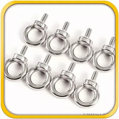 8 Steel Stainless DIN 580 Machine Shoulder Lifting Eye Bolts M6 316SS Marine 6mm • $13