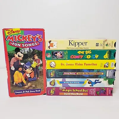 Lot Of 7 Children's Vtg VHS Tapes Magic School Bus Kipper Big Comfy Couch Mickey • $49.99
