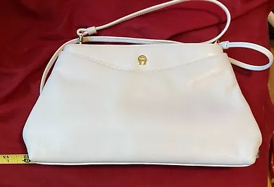 Vintage Etienne Aigner Handbag Purse White Genuine Leather Shoulder Bag • $29.95