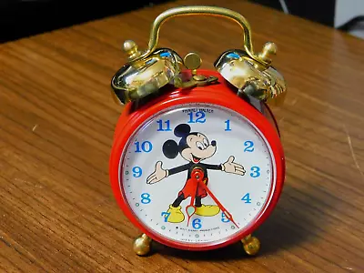 RARE NEW Genuine MICKEY MOUSE Table Clock With Bell Alarm Sale $14.50 • $14.95