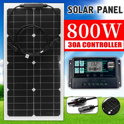 800W Solar Panel Kit Battery Charger 30A Controller Car RV Caravan Boat Flexible • £28.49