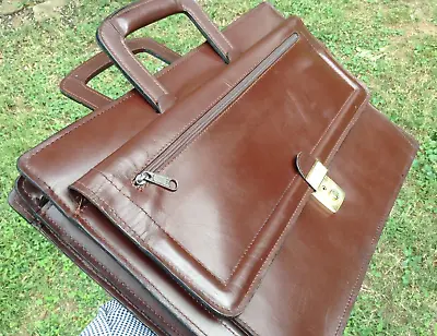Vintage 1980s Cofabam Brazil Burgundy Leather Briefcase Attache Portfolio Bag • $59.95