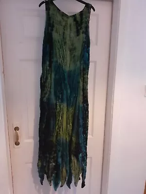 Jordash Green Blue Dark Velvet Beaded Dress S/m • £8