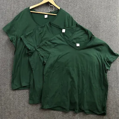 HANES Mens T-Shirt V Neck Green Size 3XL 100 % Cotton Set Of 3 Short Sleeve NWOT • $5.99