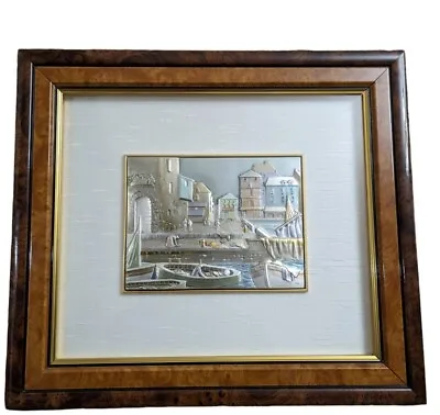 Sterling Silver .925 Framed Wall Plaque MADE IN ITALY Venice River Scene SIGNED • $154.50
