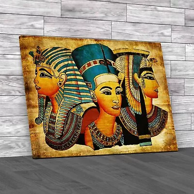 Ancient Egyptian Papyrus Pharaoh And Queen Canvas Print Large Picture Wall Art • £14.95