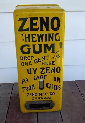 Vintage Zeno Chewing Gum Vending Porcelain Coin Operated Machine Front Case Only • $195