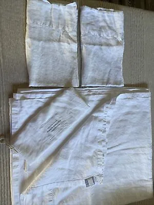 $50 • Buy Restoration Hardware Stonewashed Cotton Linen White Flat Sheet 2 Cases Queen