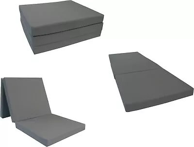 Gray Portable Tri Fold Foam Beds 3x27x75 Floor Futon Mats Density 1.8 • $82