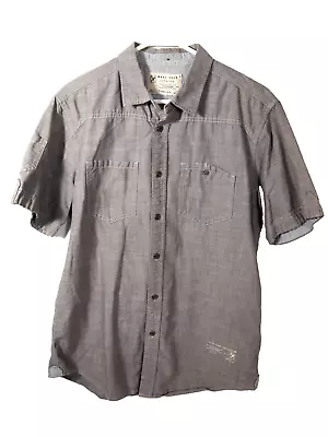 Marc Ecko Mens Shirt M Solid Grey Short Sleeve Button Collared • $13.42