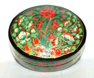 Vintage Paper Mache Trinket Box With A Great Boho Design Kashmir Lacquer Box • $19.95