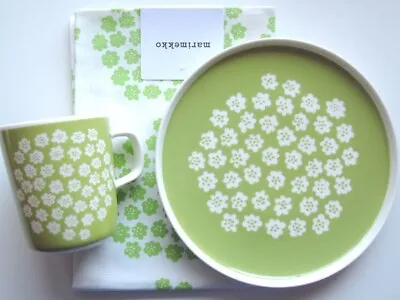 Marimekko Puketti Green 3 Sets.  Plate Mug Tea Towel. 现货樱花团黄色芬兰限定 プケッティ • $257