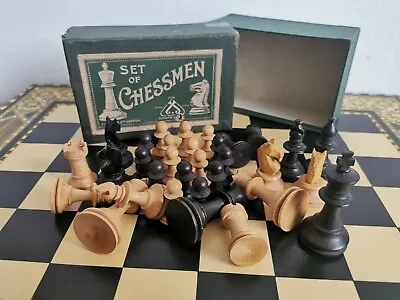 £90 • Buy ANTIQUE Small JAQUES LONDON Chessmen CHESS Set With Original Paper Box