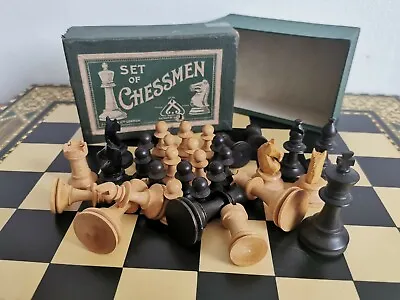 ANTIQUE Small JAQUES LONDON Chessmen CHESS Set With Original Paper Box • £90