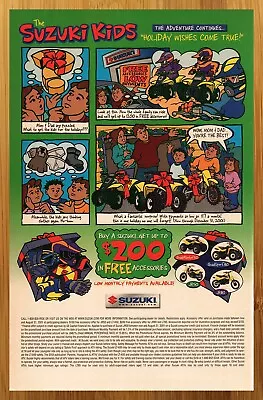2001 Suzuki Kids Vintage Print Ad/Poster Motorcycle Quad ATV Dirt Bike Promo Art • $14.99