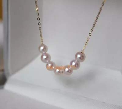 18  Natural AAA++ 5-6mm Real South Sea White Round Pearl Necklace 14k • $58