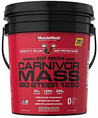 Musclemeds CARNIVOR MASS BIG STEER 1250 Muscle Gainer Protein 15 Lb CHOCOLATE • $139.95