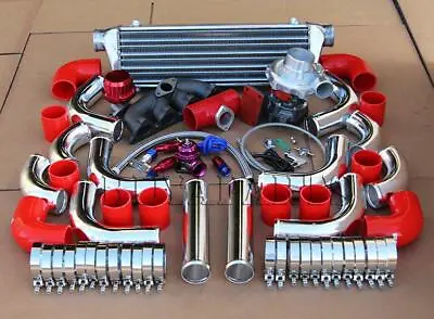 Turbo+manifold+12pc Chrome Intercooler+red Coupler Kit For B16 B18 B20 Integra  • $655.47
