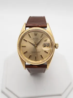 Vintage $14000 ROLEX 34mm DATE 14k Yellow Gold Mens ENGRAVED Dress Watch • $4450